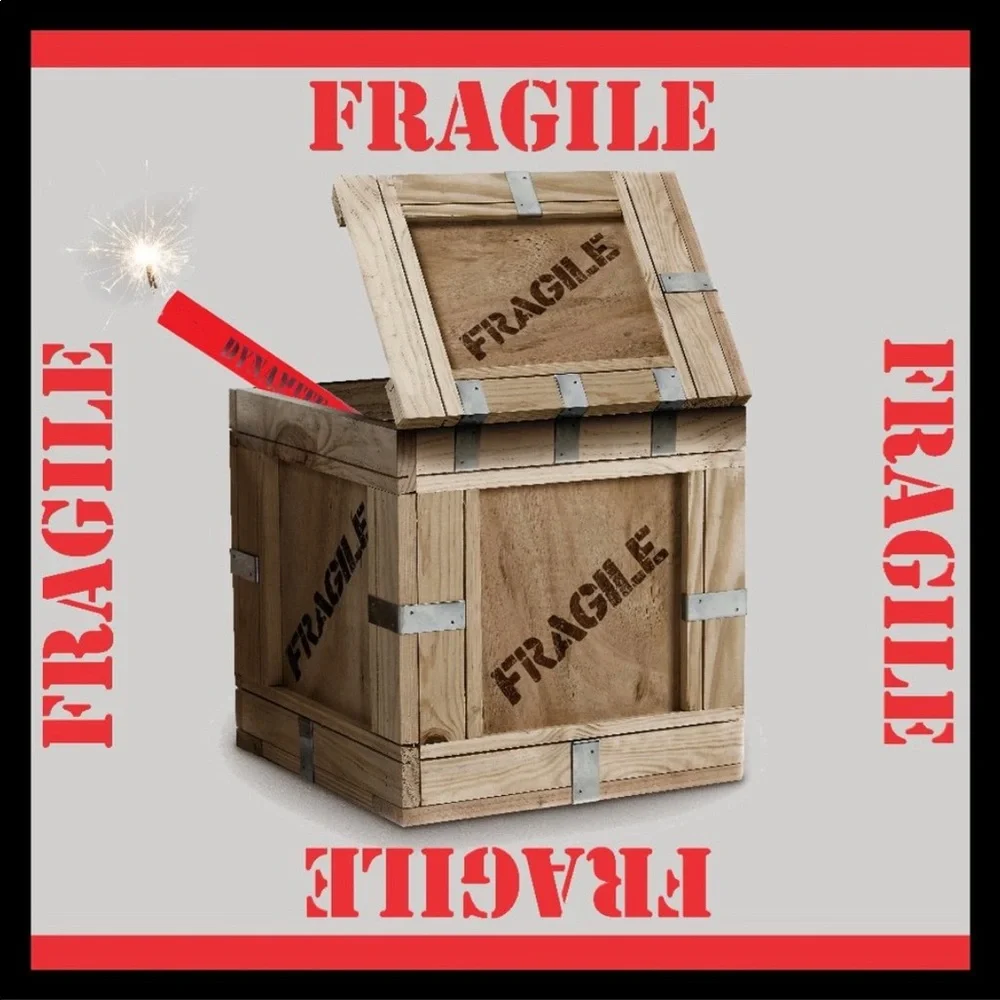 100 (2x2 Inch) Square Stickers, FRAGILE, High Gloss, PRICE IS FIRM